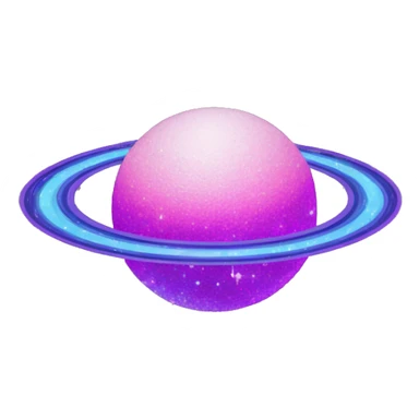 sparkly glittery blue purple and pink glitter planet with white saturn ring sticker