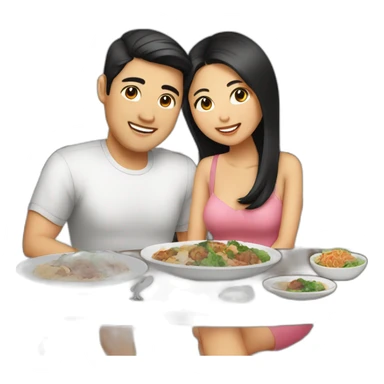 date night dinner for asian couple sticker