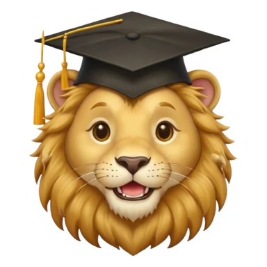 happy lion wearing a graduation cap sticker