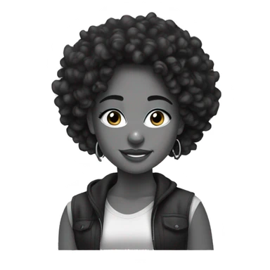 Black and white mixed girl, with curly hair, in y2k style,  sticker