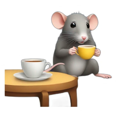a rat drinking tea on the couch sticker