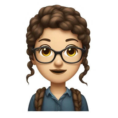 Brown hair brown eyed fantasy Gamer Girl wearing nerd glasses  sticker