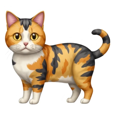 full body colourful calico tabby cat with disproportioned head with an anxious face sticker