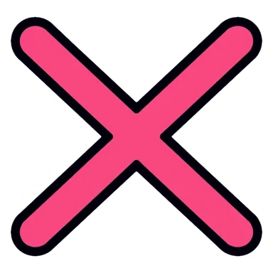 hot pink X mark, wrong symbol sticker