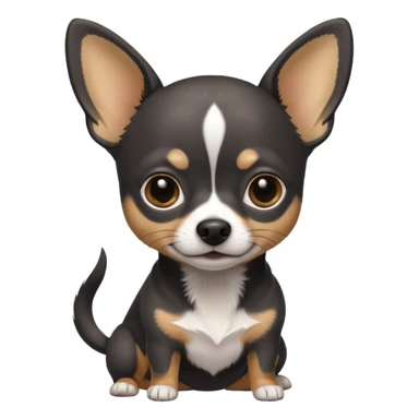 Very Dark grey and black Chihuahua with white markings sticker
