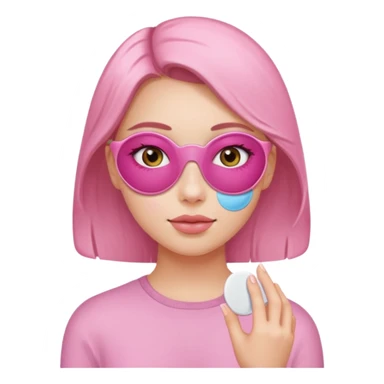 Girl with pink self care under eye patches sticker