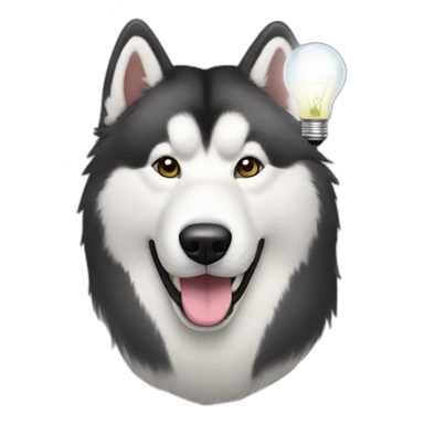 Malamute dog with light bulb sticker