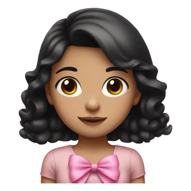 Cute girl with black hair and a pink bow  sticker