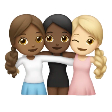 Hug three girls, one Black, ont White With Brown air and One with blond hair sticker