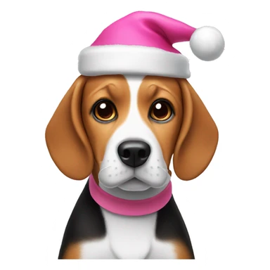 beagle with santa hat in pink  sticker