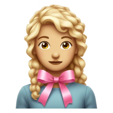 Cute pink innocent face with ribbon sticker