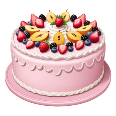 Beautiful fruit cake on a pale pink porcelain tray sticker