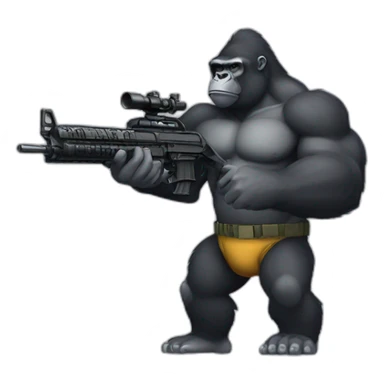 Big Buff Gorilla holding an AR-15 gun sticker