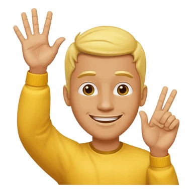 A yellow man with both his hands up waving his fingers towards himself  sticker