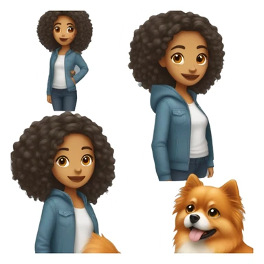 Young Latina girl with orange Pomeranian sticker