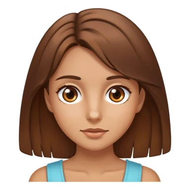 fille cheveux lisses brun yeux brun brune  sticker