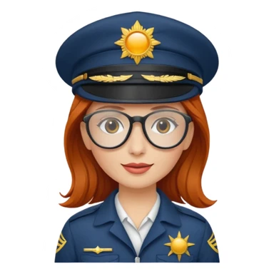 pilote d'avion femme rousse avec lunette de soleil et chapeau de pilote sticker