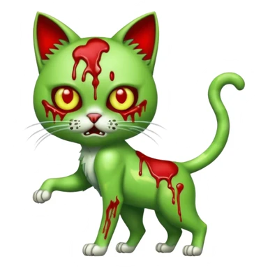 bloody green zombie cat full body with action pose sticker