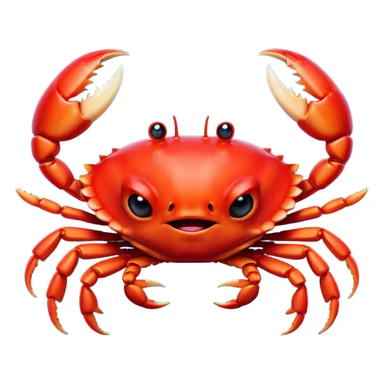Cinematic Comical Red Crab Portrait Emoji, Head tilted dramatically with an exaggeratedly amused expression, featuring a vibrant, angular carapace with bold, expressive pincers and wide, comically animated eyes full of playful disbelief, Simplified yet hilariously expressive features, highly detailed, glowing with a slightly sassy oceanic glow, high shine, dramatic yet playful, stylized with an air of quirky coastal mischief, soft glowing outline, capturing the essence of a meme-worthy red crab that looks ready to pinch its way into viral fame! sticker