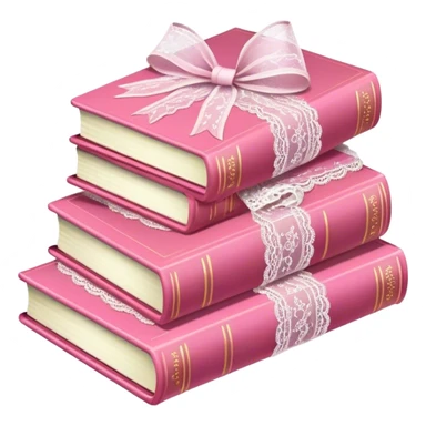 Pink book stack with lace ribbon sticker