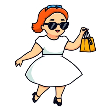 Dress and sunglasses, and with a bag dance ￼ sticker
