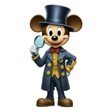 mickey mouse detective holding a magnifying glass sticker