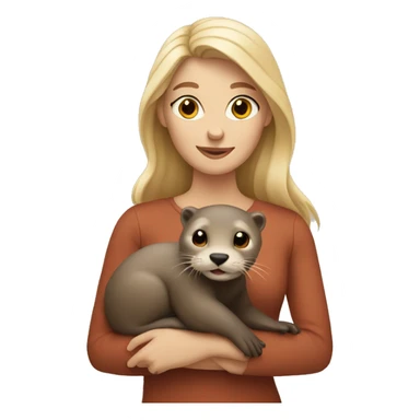 blonde woman holding a otter sticker