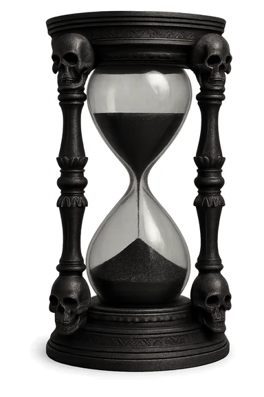 realistic goth black hourglass, highly detailed, no background sticker