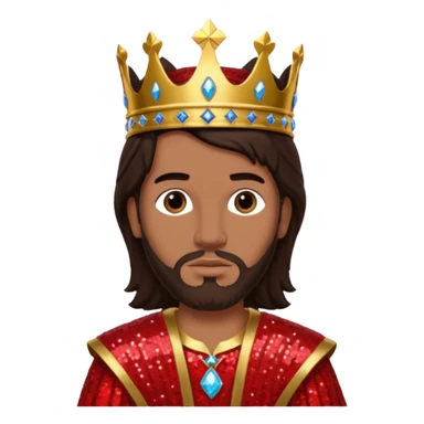 King Solomon from The Bible with dark brown hair,  red sequin outfit sticker
