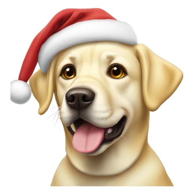 Yellow lab dog wearing Santa hat sticker