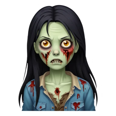 mulher zumbi cabelo liso tamanho grande preto sticker