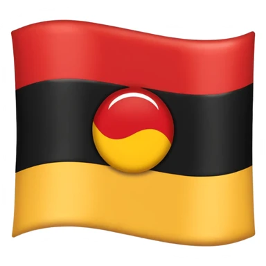 A wawy black and red rectangle with medium sized yellow circle in the middle flag sticker