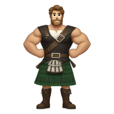 monty wearing a kilt flexed bicep brown haired sticker