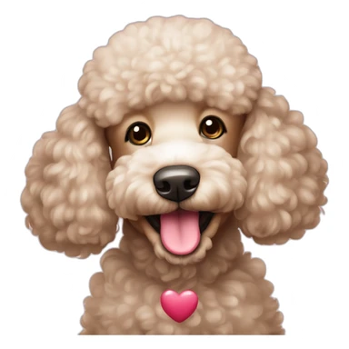 Perrito french poodle sonriendo con un corazón al fondo sticker