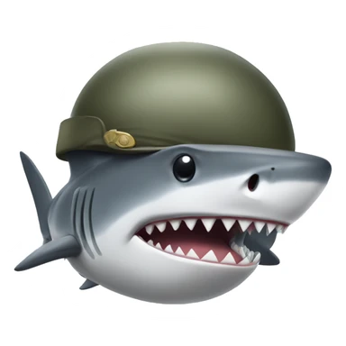 a shark with a military uniform sticker