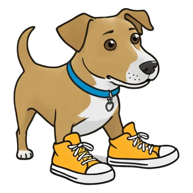 Dog wearing shoes sticker