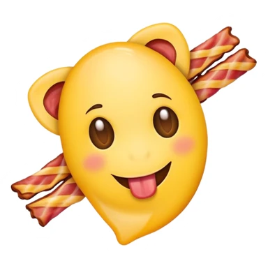tongue out emoji holding a bacon strip sticker