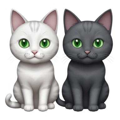 2 different coloured grey cats including one dark grey and white cat and one completely solid dark grey cat with green eyes and only white paws sticker