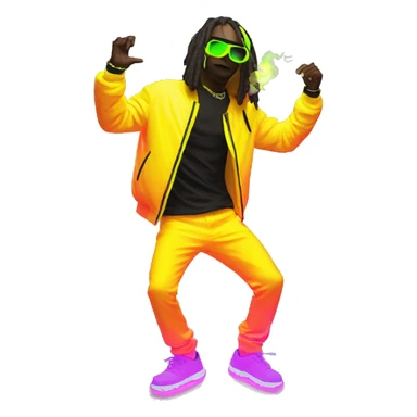 Rave party dancing neon smoking sticker