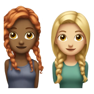 a girl with short red hair hugging girl with long dirty blonde hair sticker