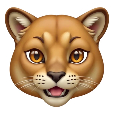 Cinematic Comical Cougar Portrait Emoji, Head tilted dramatically with an exaggeratedly amused expression, featuring a striking tawny Fur with bold dark accents and wide, expressive amber eyes filled with playful disbelief, Simplified yet hilariously expressive features, highly detailed, glowing with a slightly sassy glow, high shine, dramatic yet playful, stylized with an air of cheeky wilderness mischief, bright and endearing, soft glowing outline, capturing the essence of a spirited and over-the-top cougar, so meme-worthy it feels like it could pounce its way into internet fame instantly! sticker