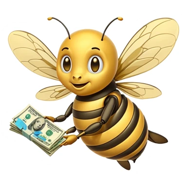 Bee with money sticker