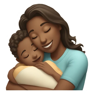 White brunette girl cuddling with baby sticker