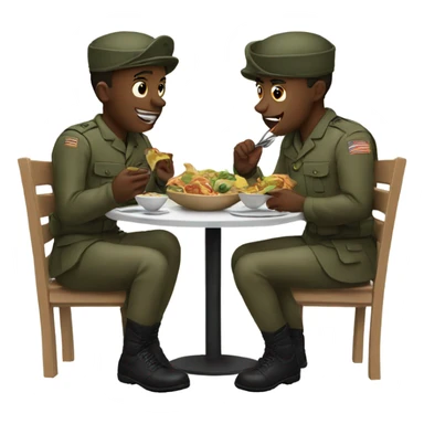Soldiers eating together sticker