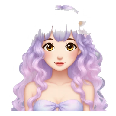 gorgeous pretty attractive anime lady beautiful pastel-gradient hair with a gorgeous dress fairycore cottagecore pastelcore detailed high quality trending VOGUE aesthetic full body sticker