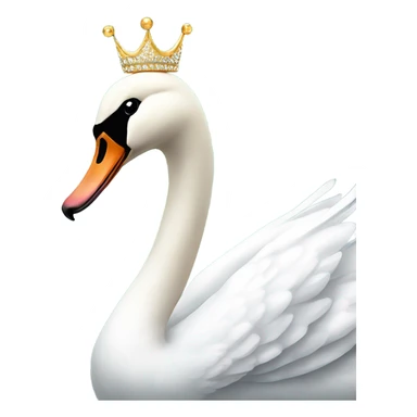 swan with sparkling crown ad black bow tied around neck sticker