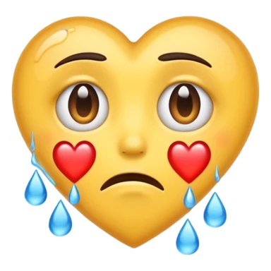 Heart eyes emoji with tears running down sticker