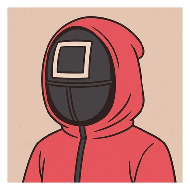 minimalist style illustration of the Squid Game guard mask sticker