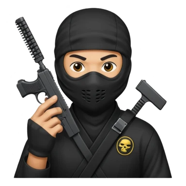 Créame este emoji 🥷🏾 con una glook y peine estendido en la mano  sticker