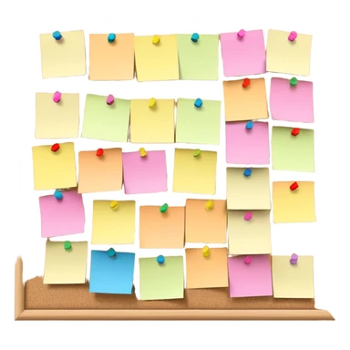 bulletin board with sticky notes pinned to it sticker